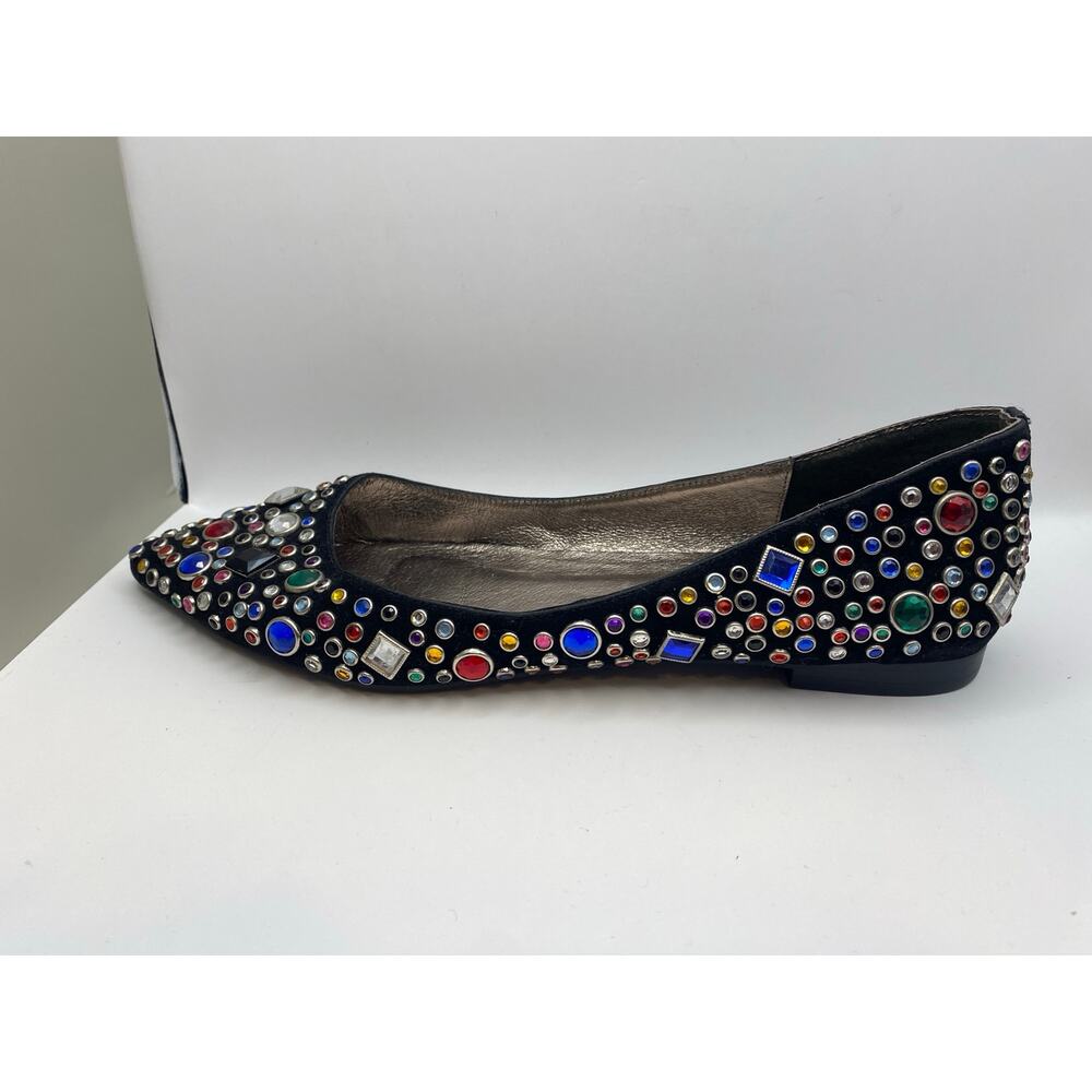 Jeffrey Campbell Ibiza Last Jeweled Flats Size 10 Black Suede - Picture 11 of 13